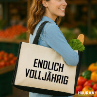 Jutetasche Endlich Volljährig Schriftzug 21 Liter Black