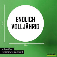 Aufkleber Endlich Volljährig Schriftzug 10cm Sticker
