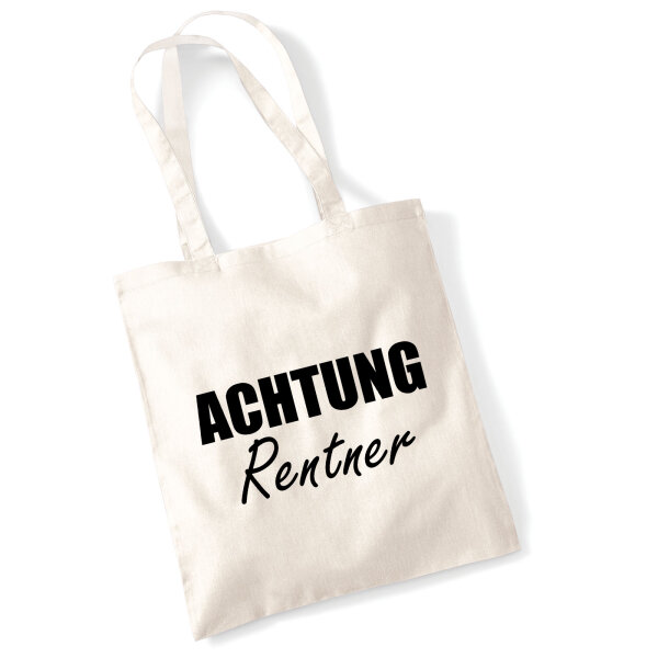 Jutebeutel Achtung Rentner Schriftzug 10 Liter