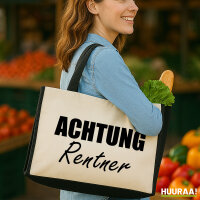 Jutetasche Achtung Rentner Schriftzug 21 Liter Black