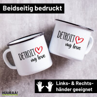 Emaille Tasse Detroit my love 300ml Vintage Emaille Becher