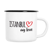 Emaille Tasse Istanbul my love in Wei&szlig;, 300 ml