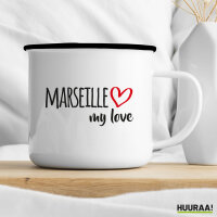 Emaille Tasse Marseille my love 300ml Vintage Emaille Becher