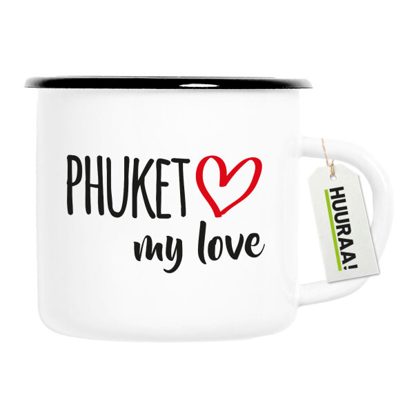 Emaille Tasse Phuket my love 300ml Vintage Emaille Becher