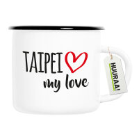 Emaille Tasse Taipei my love 300ml Vintage Emaille Becher