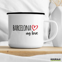 Emaille Tasse Barcelona my love 300ml Vintage Emaille Becher