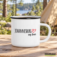 Emaille Tasse Johannesburg my love in Weiß, 300 ml
