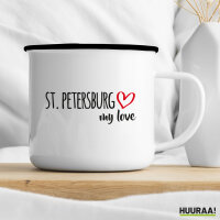 Emaille Tasse St. Petersburg my love 300ml Vintage Emaille Becher