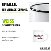 Emaille Tasse Kraków my love in Weiß, 300 ml