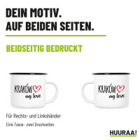 Emaille Tasse Kraków my love in Weiß, 300 ml