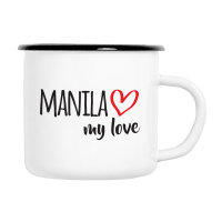 Emaille Tasse Manila my love in Wei&szlig;, 300 ml