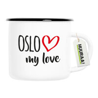 Emaille Tasse Oslo my love 300ml Vintage Emaille Becher