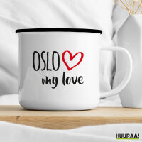 Emaille Tasse Oslo my love 300ml Vintage Emaille Becher