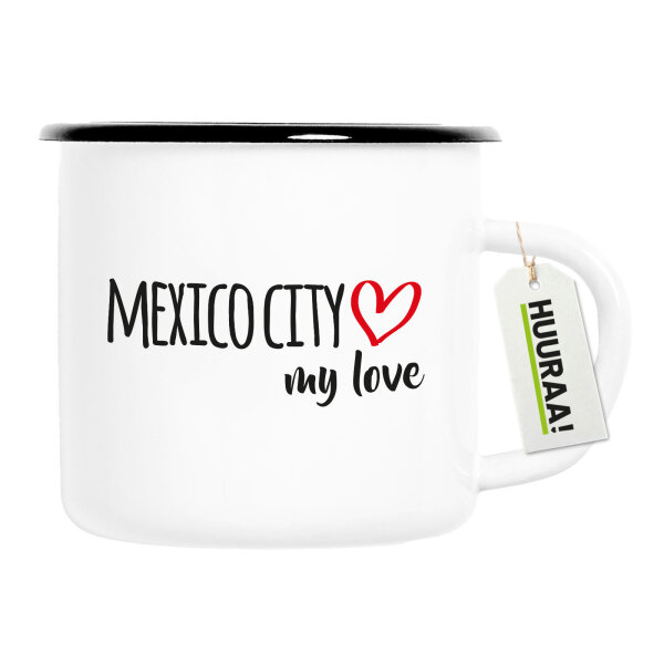 Emaille Tasse Mexico City my love 300ml Vintage Emaille Becher
