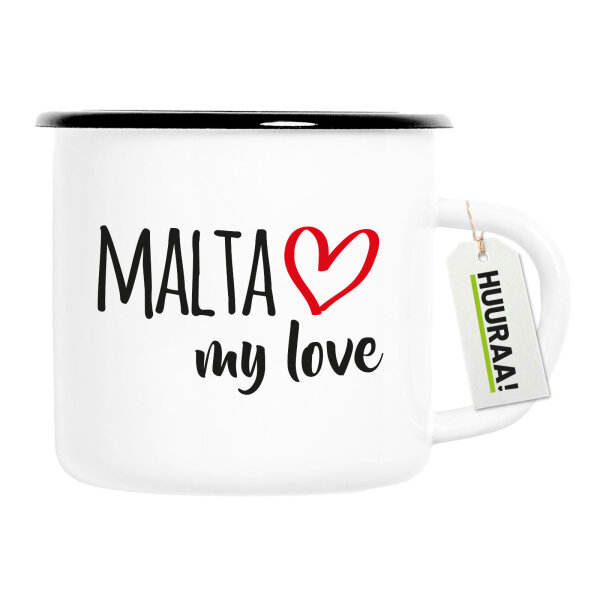 Emaille Tasse Malta my love 300ml Vintage Emaille Becher