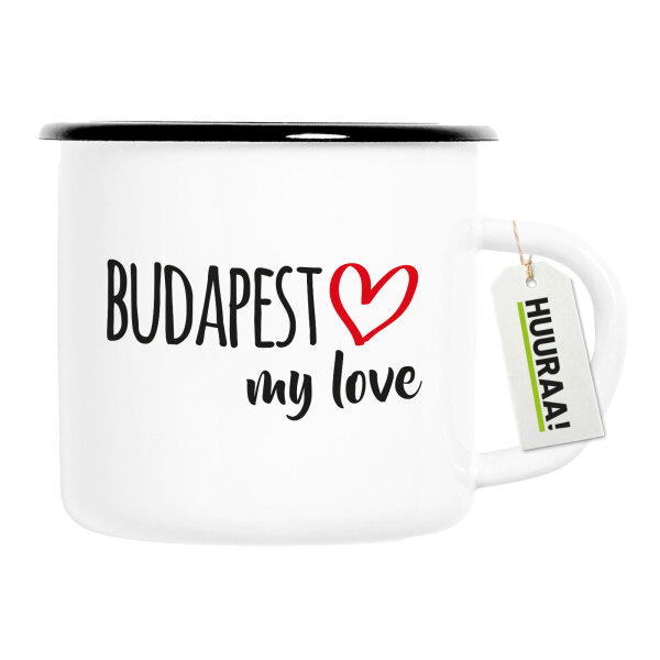 Emaille Tasse Budapest my love 300ml Vintage Emaille Becher