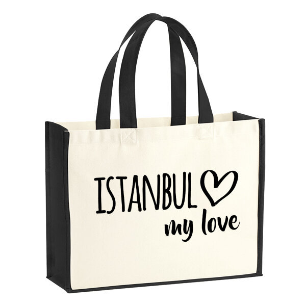 Jutetasche Istanbul my love 21 Liter Black