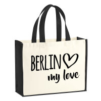 Jutetasche Berlin my love 21 Liter Black