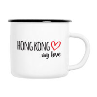 Emaille Tasse Hong Kong my love in Wei&szlig;, 300 ml