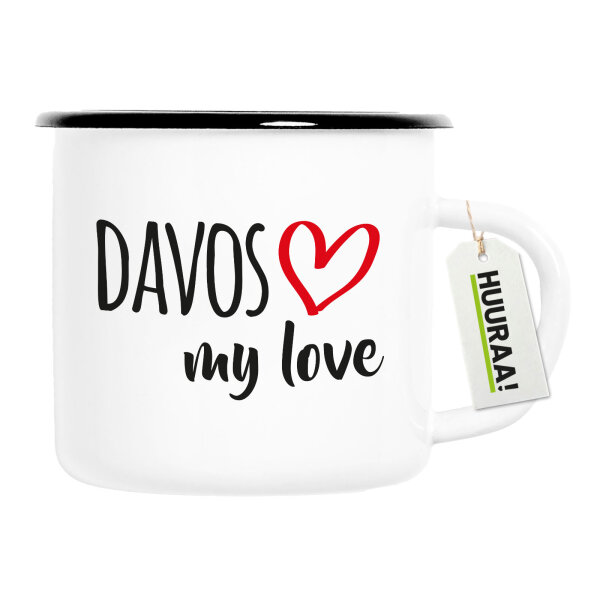 Emaille Tasse Davos my love 300ml Vintage Emaille Becher