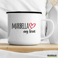 Emaille Tasse Marbella my love 300ml Vintage Emaille Becher