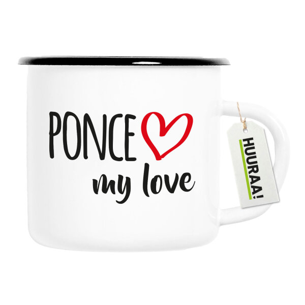 Emaille Tasse Ponce my love 300ml Vintage Emaille Becher