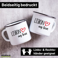 Emaille Tasse Lisbon my love 300ml Vintage Emaille Becher