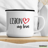 Emaille Tasse Lisbon my love 300ml Vintage Emaille Becher