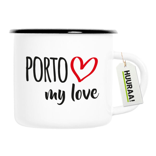 Emaille Tasse Porto my love 300ml Vintage Emaille Becher