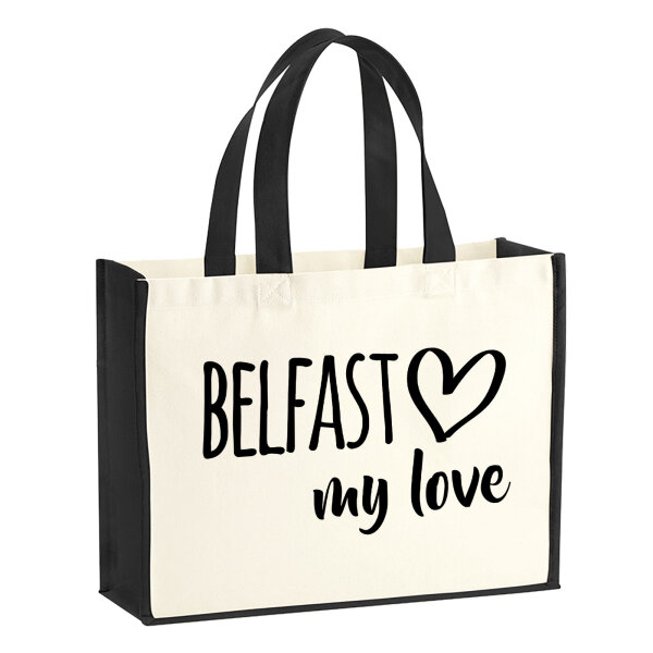 Jutetasche Belfast my love 21 Liter Black