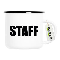 Emaille Tasse Staff Schriftzug 300ml Vintage Emaille Becher