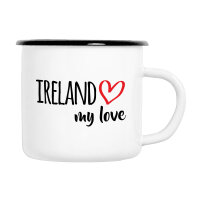 Emaille Tasse Ireland my love in Wei&szlig;, 300 ml