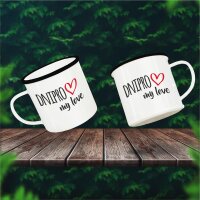 Emaille Tasse Dnipro my love Vintage 300ml