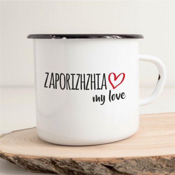 Emaille Tasse Zaporizhzhia my love Vintage 300ml