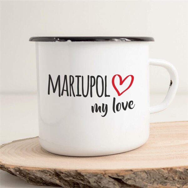 Emaille Tasse Mariupol my love Vintage 300ml