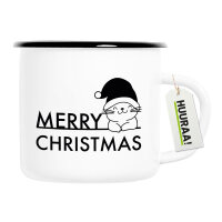 Emaille Tasse Merry Christmas Katze 300ml Vintage Emaille...