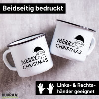 Emaille Tasse Merry Christmas Katze 300ml Vintage Emaille...