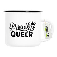 Emaille Tasse Proudly Queer Krone 300ml Vintage Emaille...