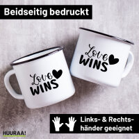 Emaille Tasse Love wins Herz 300ml Vintage Emaille Becher