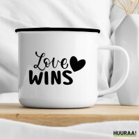 Emaille Tasse Love wins Herz 300ml Vintage Emaille Becher