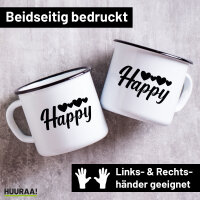 Emaille Tasse Happy Herzen 300ml Vintage Emaille Becher
