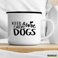 Emaille Tasse Keep calm and love Dogs 300ml Vintage Emaille Becher