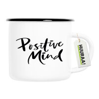 Emaille Tasse Positiv Mind Schriftzug 300ml Vintage Emaille Becher