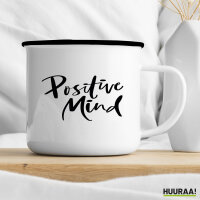 Emaille Tasse Positiv Mind Schriftzug 300ml Vintage Emaille Becher