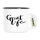 Emaille Tasse Great Life Schriftzug 300ml Vintage Emaille Becher