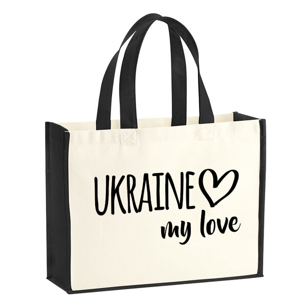 Jutetasche Ukraine my love 21 Liter Black