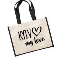 Jutetasche Kyiv my love Black 21 Liter