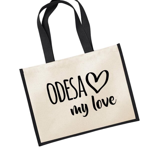 Jutetasche Odesa my love Black 21 Liter