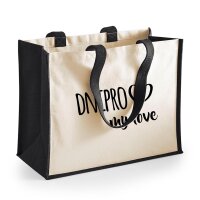 Jutetasche Dnipro my love Black 21 Liter