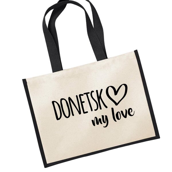 Jutetasche Donetsk my love Black 21 Liter